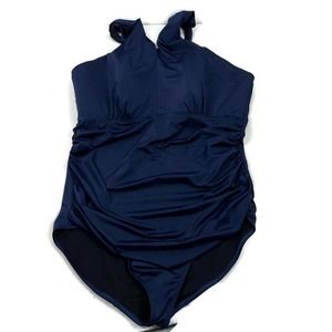 Swim By Cacique Swimsuit Womens 24 Navy Blue One Piece Lightly Lined No Wire
